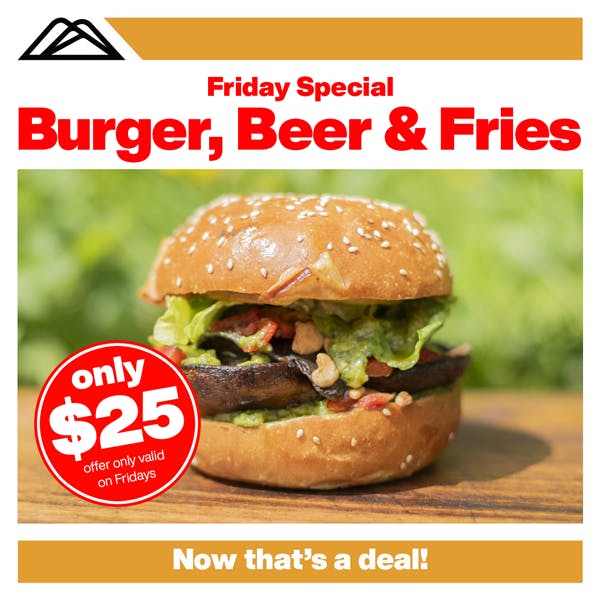 Burger Beer and Fries Offer Christchurch Adventure Park Special